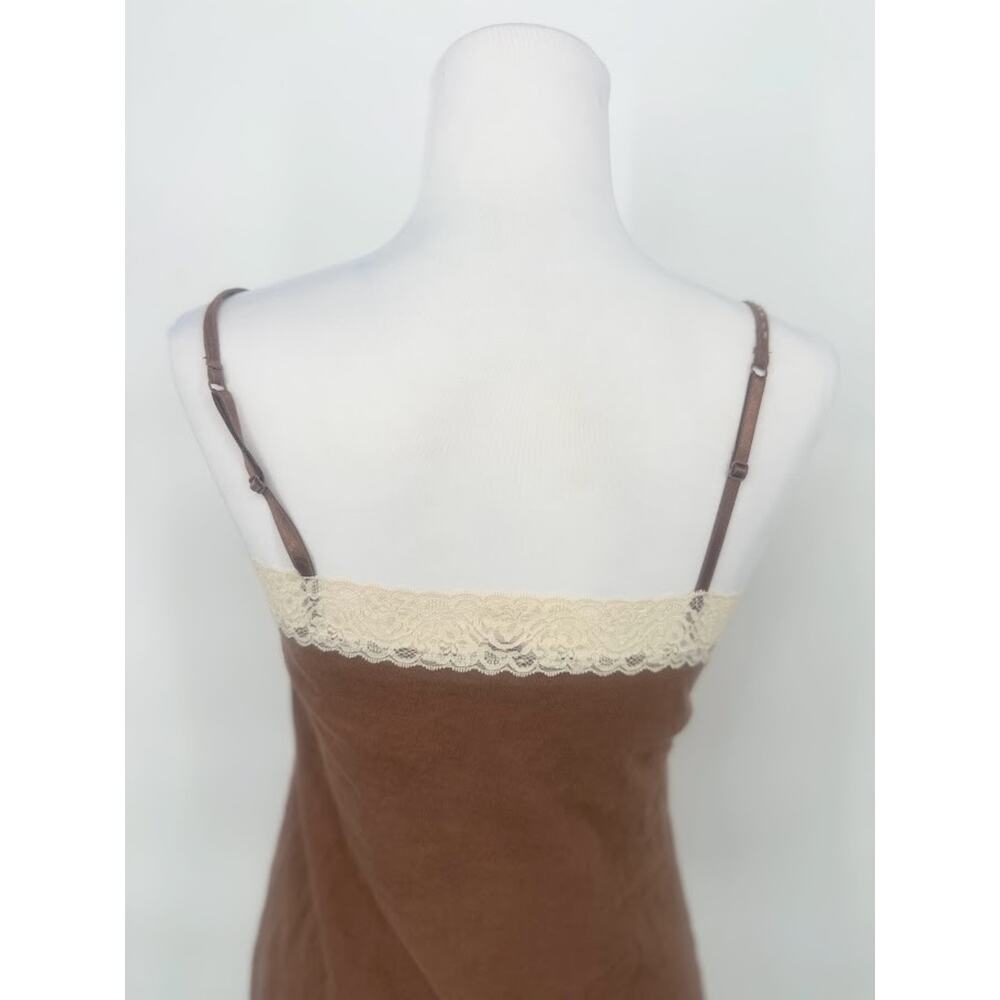 Vtg SO Babydoll Top Womens Medium Brown Lace Tank Top Camisole Y2K Festival Boho - Picture 4 of 7